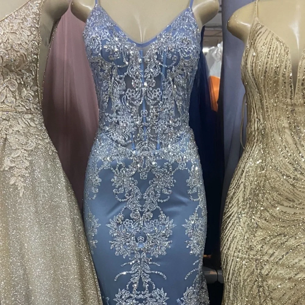 BLUE AND SILVER PROM DRESS! - Picture 2 of 2